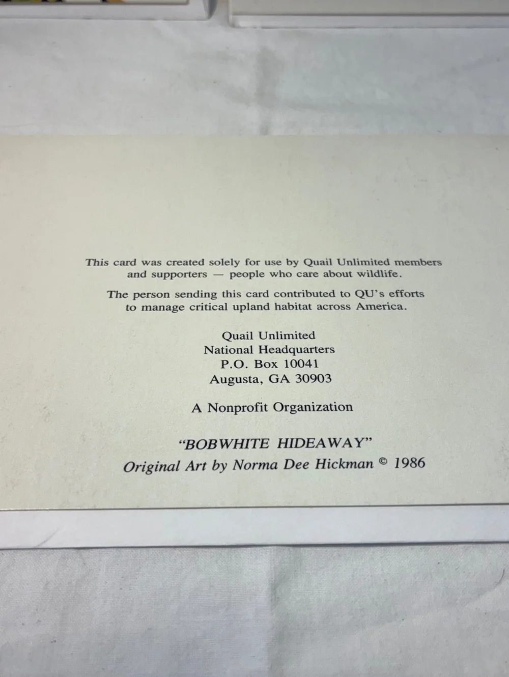 Vintage Quail Unlimited greeting cards